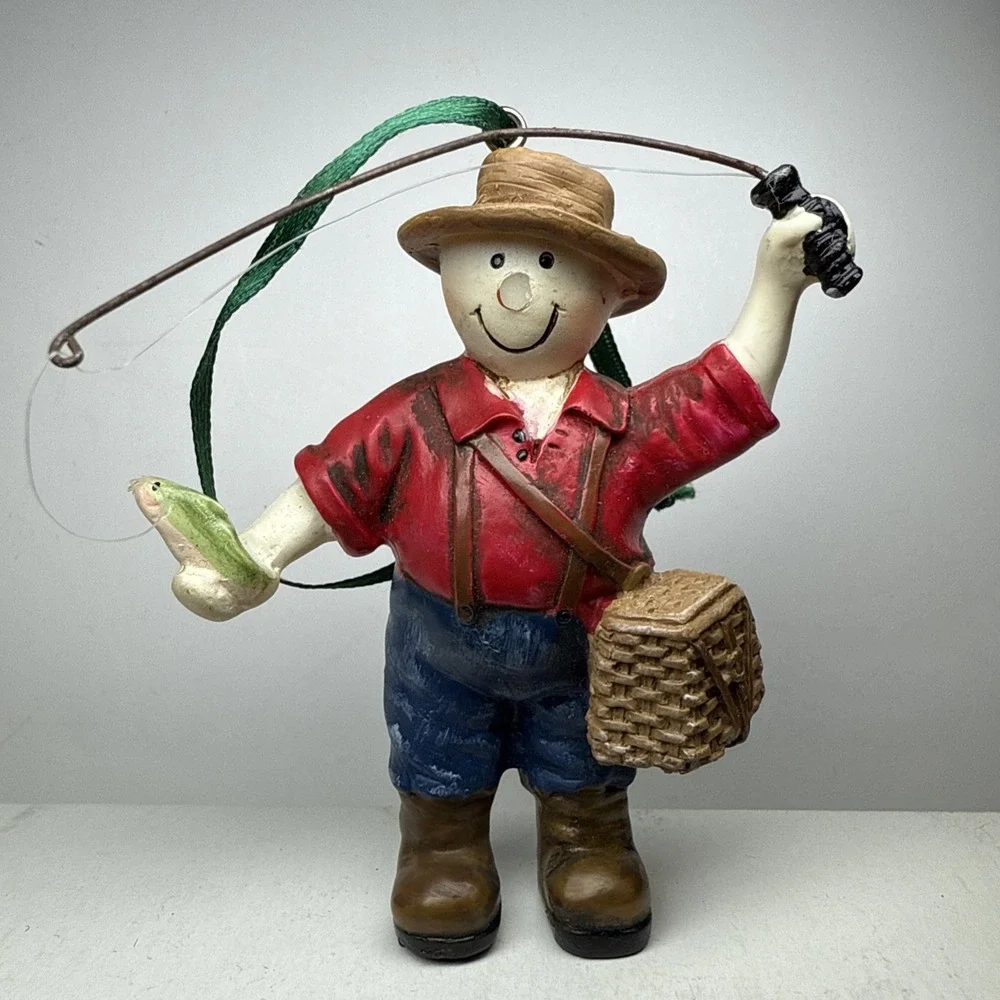 vintage‎ snowman figurines farmers Fishing . They are Christmas Collectables